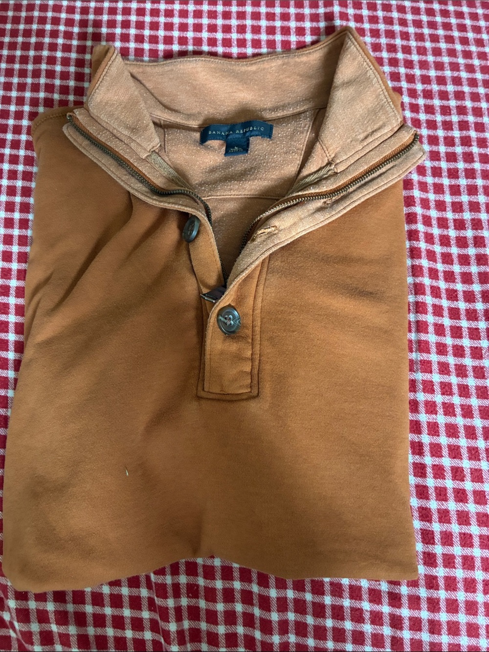 Banana Republic Men’s Rust/Tan Half-Zip Popover